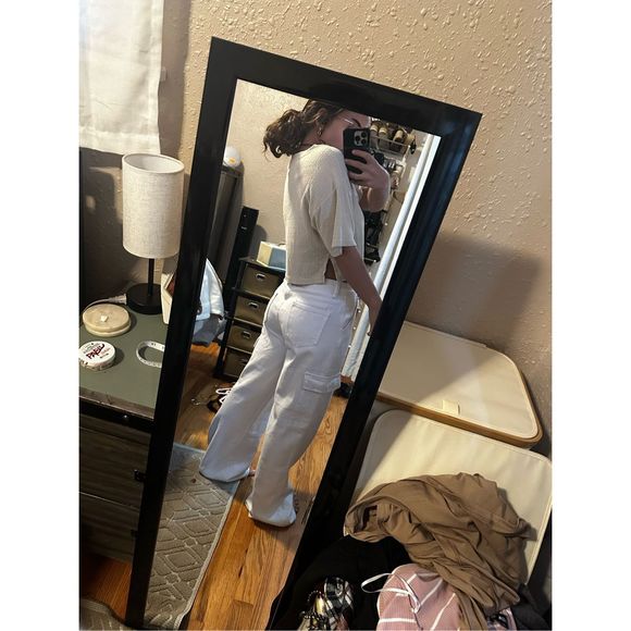 Gymshark Towel Tee Oversized Crop Top Beige Medium - Picture 3 of 8